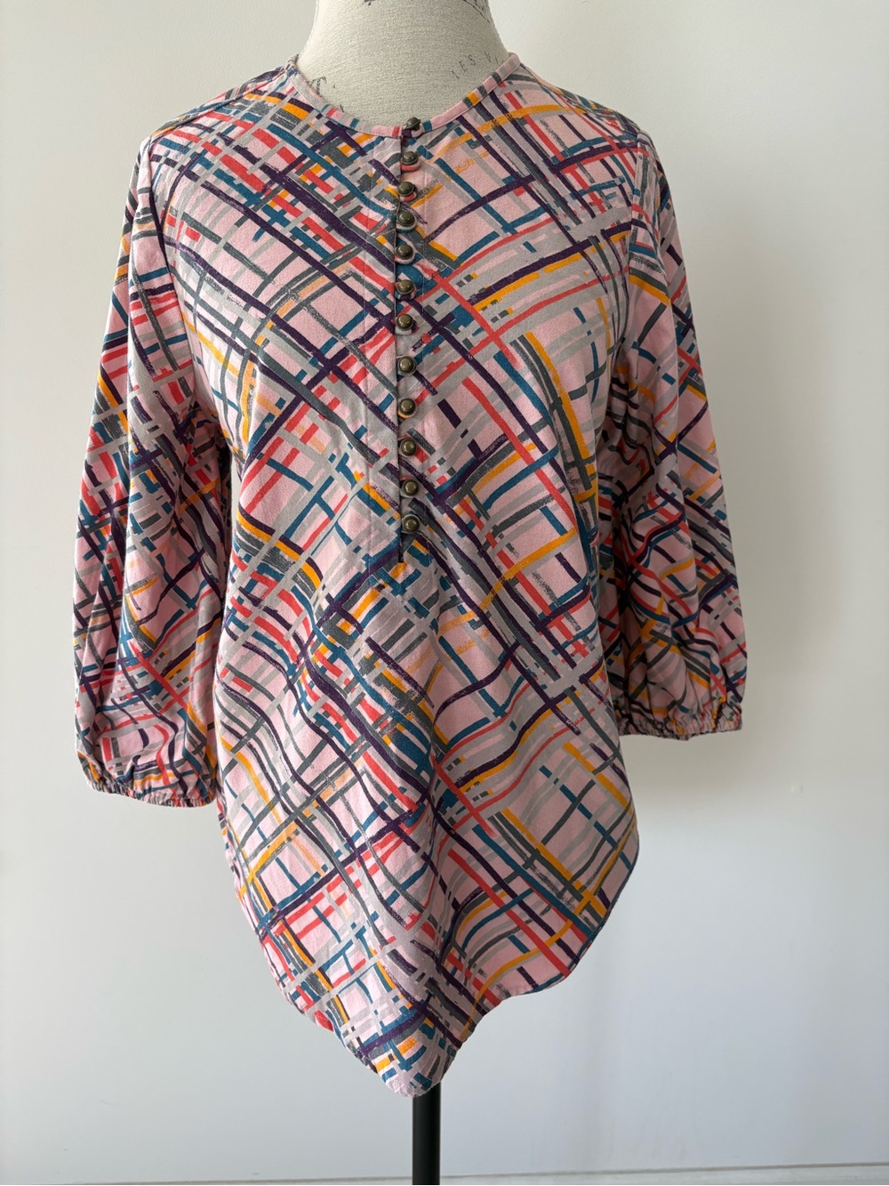Maeve Anthropologie Bethesda Abstract Plaid Top